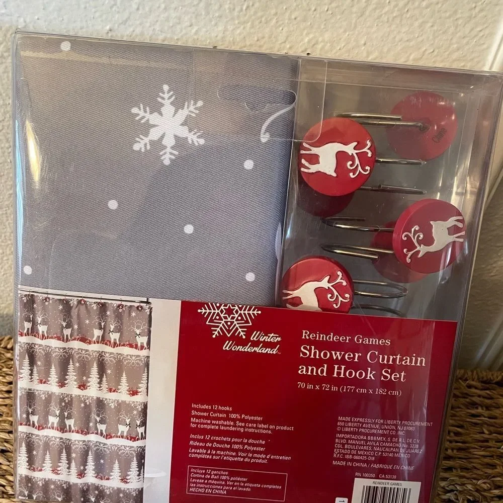 Reindeer Games Shower Curtain and Matching Hooks